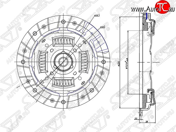 4 089 р. Комплект сцепления (1,25-1,4, 1.6) SAT Ford Fiesta 5 хэтчбэк 5 дв. рестайлинг (2005-2008)  с доставкой в г. Воронеж