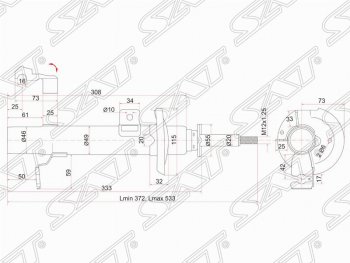 Правый амортизатор передний SAT Mazda Verisa DC (2004-2015)