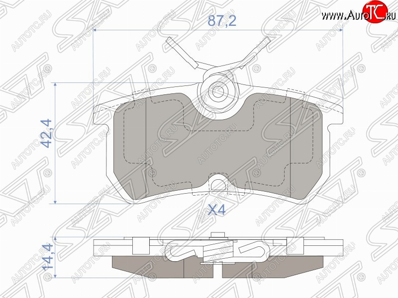 829 р. Колодки тормозные задние SAT Ford Fiesta 5 хэтчбэк 5 дв. рестайлинг (2005-2008)  с доставкой в г. Воронеж