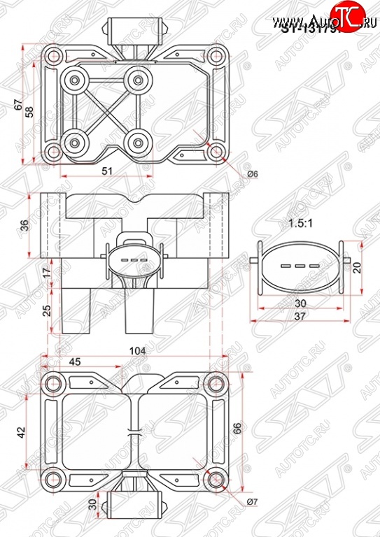 1 479 р. Катушка зажигания SAT (модуль) Ford Fiesta 5 хэтчбэк 5 дв. дорестайлинг (2001-2005)  с доставкой в г. Воронеж