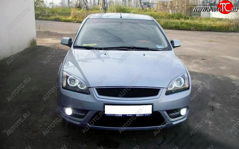 579 р. Реснички на фары KURAJ (узкие) Ford Focus 2 универсал дорестайлинг (2004-2008) (Неокрашенные)  с доставкой в г. Воронеж