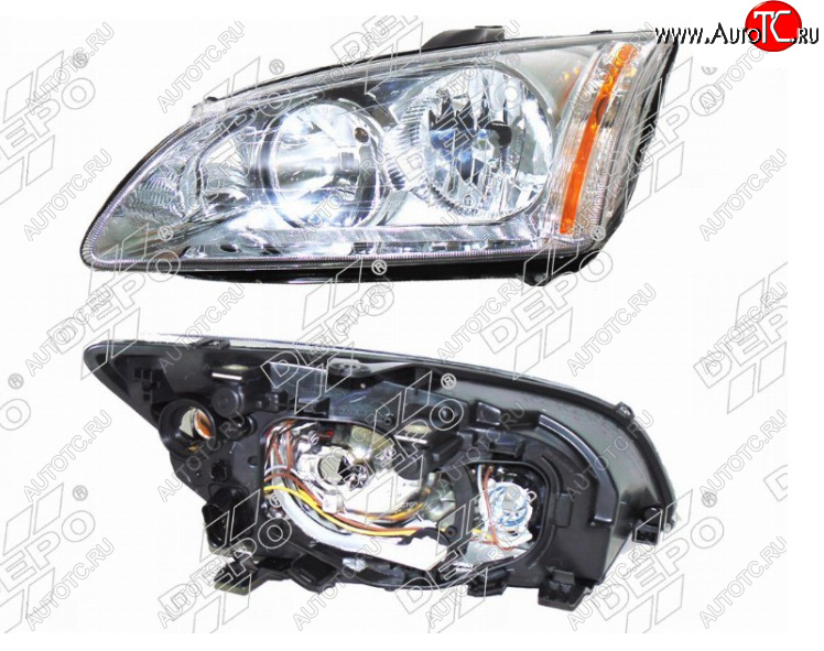 9 899 р. Левая фара (хром) DEPO Ford Focus 2 хэтчбэк 3 дв. дорестайлинг (2004-2007)  с доставкой в г. Воронеж