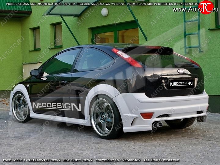 25 899 р. Задний бампер Neodesign  Ford Focus  2 (2004-2011) хэтчбэк 3 дв. дорестайлинг, хэтчбэк 5 дв. дорестайлинг, хэтчбэк 3 дв. рестайлинг, хэтчбэк 5 дв. рестайлинг  с доставкой в г. Воронеж