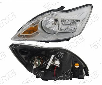 Левая фара (хром, с электрокорректором) TYC Ford Focus 2 универсал рестайлинг (2007-2011)