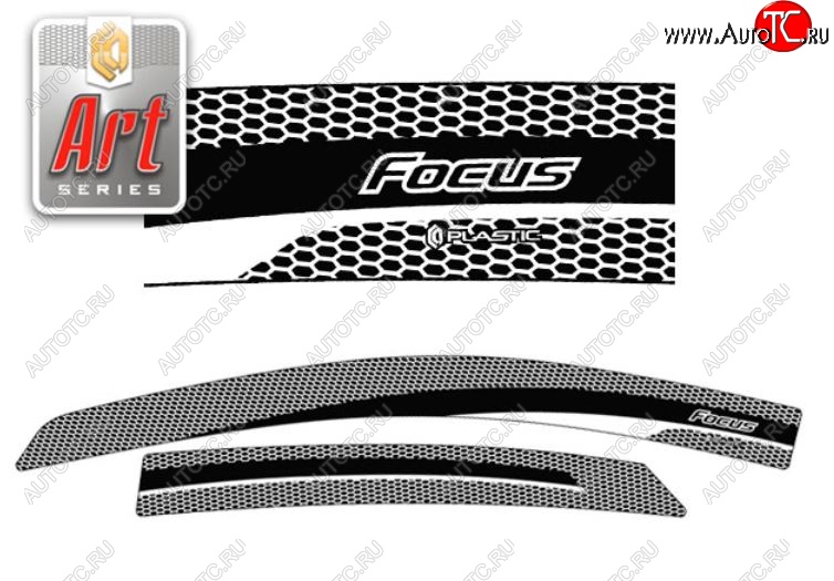 2 159 р. Дефлектора окон CA-Plastic  Ford Focus  2 (2007-2011) хэтчбэк 5 дв. рестайлинг (Серия Art графит, Без хром.молдинга)  с доставкой в г. Воронеж
