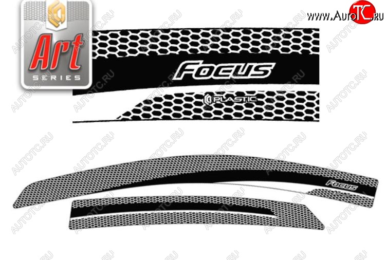 2 159 р. Дефлектора окон CA-Plastic  Ford Focus  2 (2007-2011) седан рестайлинг (Серия Art белая)  с доставкой в г. Воронеж