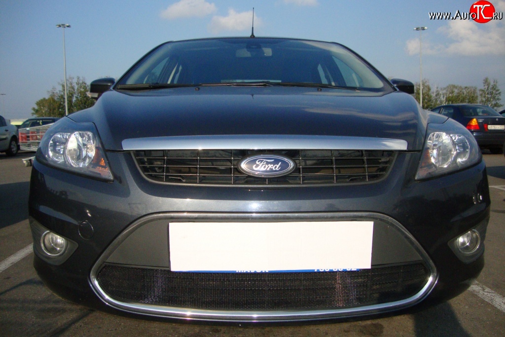 1 399 р. Сетка на бампер Russtal (черная) Ford Focus 2 седан рестайлинг (2007-2011)  с доставкой в г. Воронеж