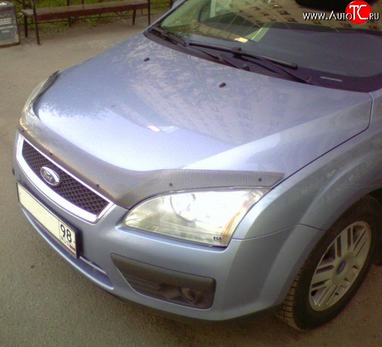 4 899 р. Дефлектор капота NovLine (прозрачный) Ford Focus 2 хэтчбэк 3 дв. дорестайлинг (2004-2007)  с доставкой в г. Воронеж
