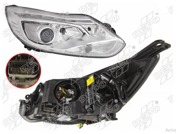 Правая фара (под ксенон, ДХО , c корректором) DEPO Ford Focus 3 универсал дорестайлинг (2010-2015)