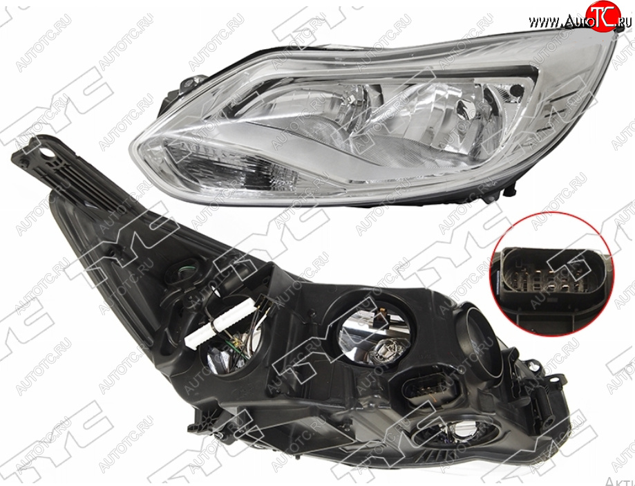10 999 р. Левая фара (галоген, c корректором) TYC Ford Focus 3 универсал дорестайлинг (2010-2015)  с доставкой в г. Воронеж
