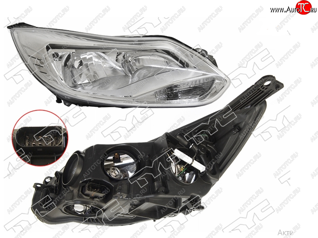 10 999 р. Правая фара (галоген, c корректором) TYC Ford Focus 3 универсал дорестайлинг (2010-2015)  с доставкой в г. Воронеж