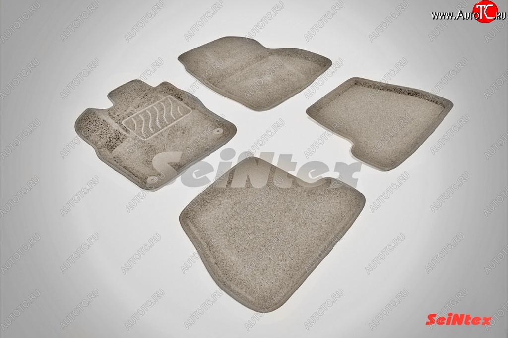 6 709 р. Коврики в салон (МКПП) SeiNtex Premium 3D 4 шт. (ворсовые, бежевые)  Ford Focus  3 (2010-2019) универсал дорестайлинг, хэтчбэк дорестайлинг, седан дорестайлинг, седан рестайлинг, универсал рестайлинг, хэтчбэк рестайлинг  с доставкой в г. Воронеж