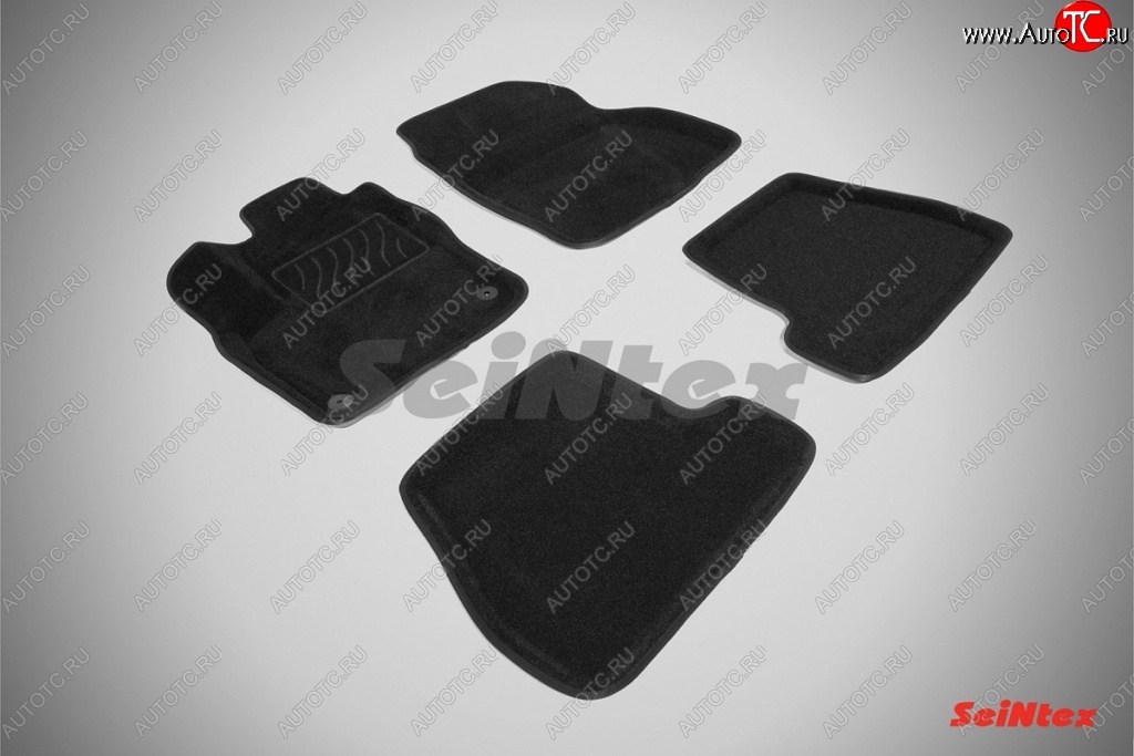 5 449 р. Коврики в салон (МКПП) SeiNtex Premium 3D 4 шт. (ворсовые, черные) Ford Focus 3 седан дорестайлинг (2011-2015)  с доставкой в г. Воронеж