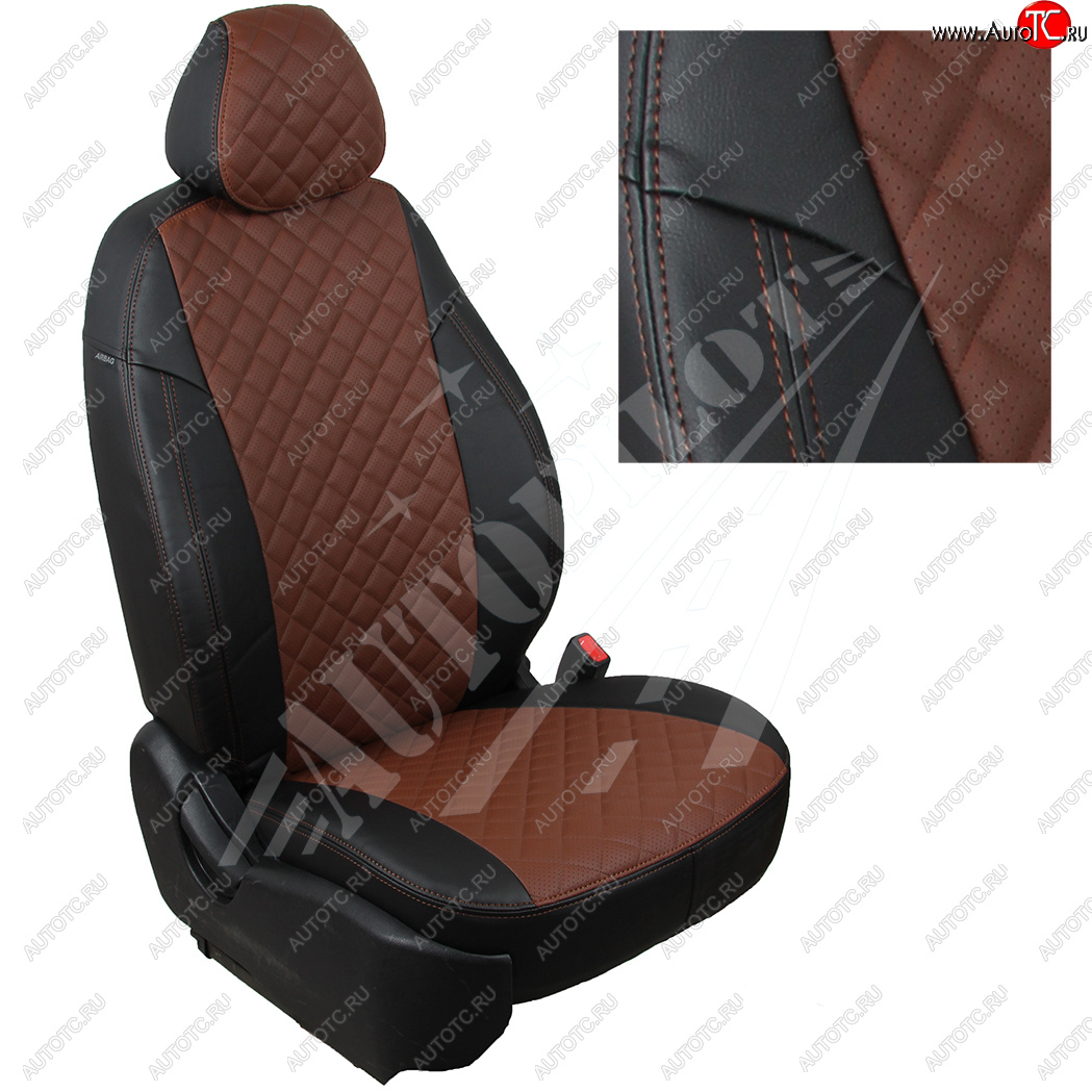 8 749 р. Чехлы сидений AUTOPILOT Экокожа Ромб (AmbienteTrend, задние спинка и сиденье 60/40)  Ford Focus  3 (2010-2019) универсал дорестайлинг, хэтчбэк дорестайлинг, седан дорестайлинг, седан рестайлинг, универсал рестайлинг, хэтчбэк рестайлинг (Черный + Темно коричневый)  с доставкой в г. Воронеж