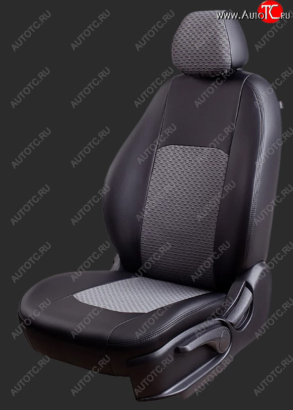 6 599 р. Чехлы для сидений Lord Autofashion Турин (экокожа/жаккард, спинка и сиденье 60/40+подлокотник, 3 Г-образных подголовника) Ford Focus 3 универсал дорестайлинг (2010-2015) (Черный, вставка жаккард Чёрный Тропик)  с доставкой в г. Воронеж
