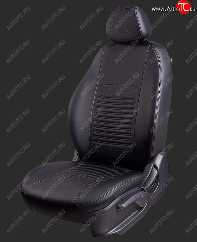 6 799 р. Чехлы для сидений Lord Autofashion Турин (экокожа, Trend, спинка и сиденье 60/40 без подлокотника, 3 Г-образных подголовника) Ford Focus 3 универсал дорестайлинг (2010-2015) (Черный, вставка черная)  с доставкой в г. Воронеж
