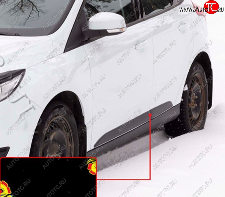619 р. Молдинг двери задний левый RA Ford Focus 3 хэтчбэк рестайлинг (2014-2019) (Поверхность шагрень)  с доставкой в г. Воронеж