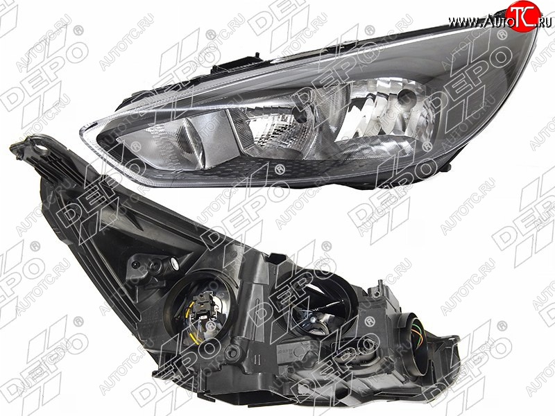 13 349 р. Левая фара DEPO (черная, с электрокорректором) Ford Focus 3 седан рестайлинг (2014-2019)  с доставкой в г. Воронеж