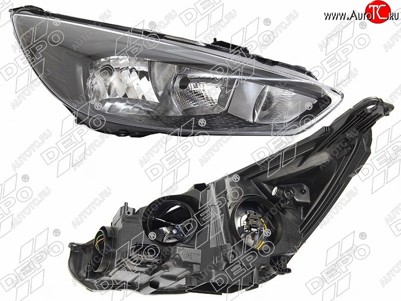 13 349 р. Правая фара DEPO (черная, с электрокорректором) Ford Focus 3 седан рестайлинг (2014-2019)  с доставкой в г. Воронеж