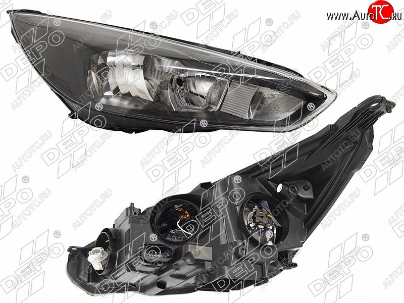 21 199 р. Правая фара DEPO (черная, диодная, с электрокорректором) Ford Focus 3 седан рестайлинг (2014-2019)  с доставкой в г. Воронеж