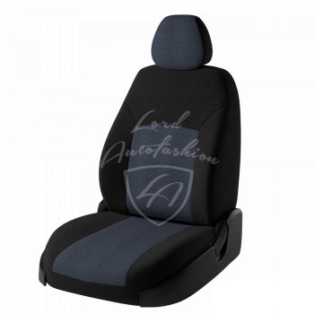 Чехлы для сидений (Titanium) Lord Autofashion Дублин (жаккард) Ford Focus 3 универсал дорестайлинг (2010-2015) (Черный, вставка Ёж Синий)
