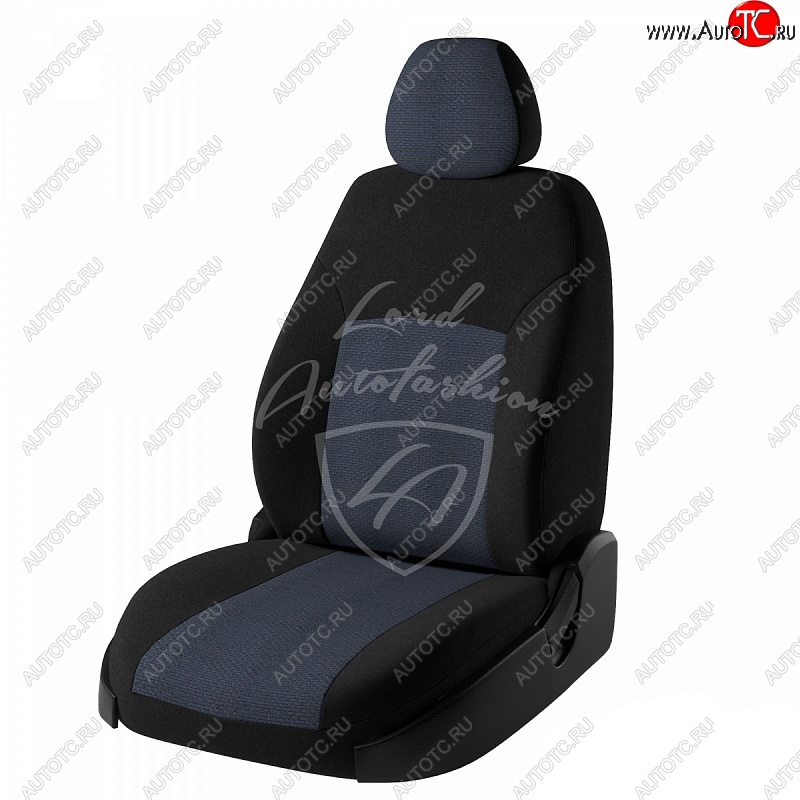 5 399 р. Чехлы для сидений (Titanium) Lord Autofashion Дублин (жаккард) Ford Focus 3 универсал дорестайлинг (2010-2015) (Черный, вставка Ёж Синий)  с доставкой в г. Воронеж