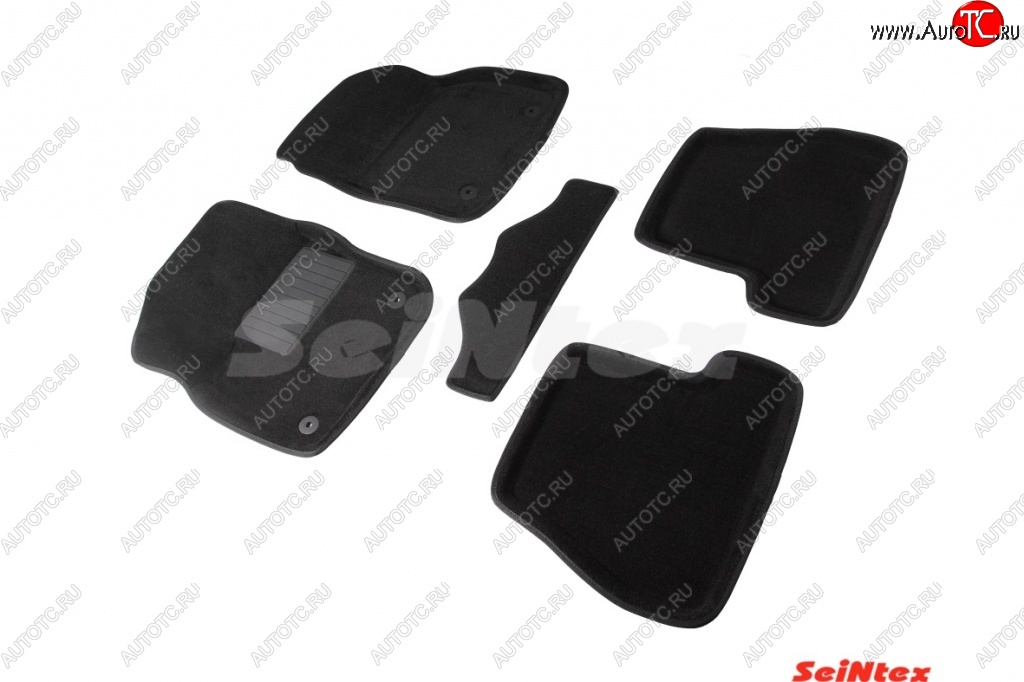 5 449 р. Комплект 3D ковриков в салон (АКПП) Seintex Ford Focus 3 седан дорестайлинг (2011-2015) (Чёрный)  с доставкой в г. Воронеж