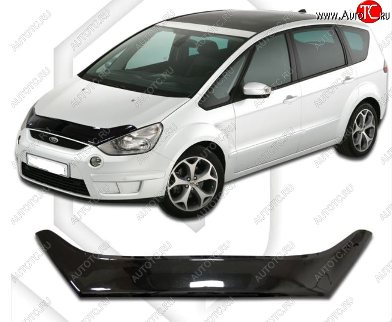 2 079 р. Дефлектор капота CA-Plastic  Ford Galaxy  2 (2006-2010) дорестайлинг (Classic черный, Без надписи)  с доставкой в г. Воронеж