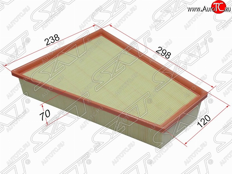379 р. Фильтр воздушный двигателя SAT (298/120х238х70 mm)  Ford Galaxy  2 (2006-2015), Ford Mondeo (2007-2014), Volvo S80 ( AS60 седан,  AS40,AS70, AS90) (2006-2016), Volvo V70 (2008-2016)  с доставкой в г. Воронеж