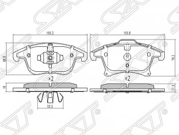 1 489 р. Колодки тормозные SAT (передние) Ford Mondeo MK5 CD391 дорестайлинг седан (2014-2018)  с доставкой в г. Воронеж. Увеличить фотографию 1