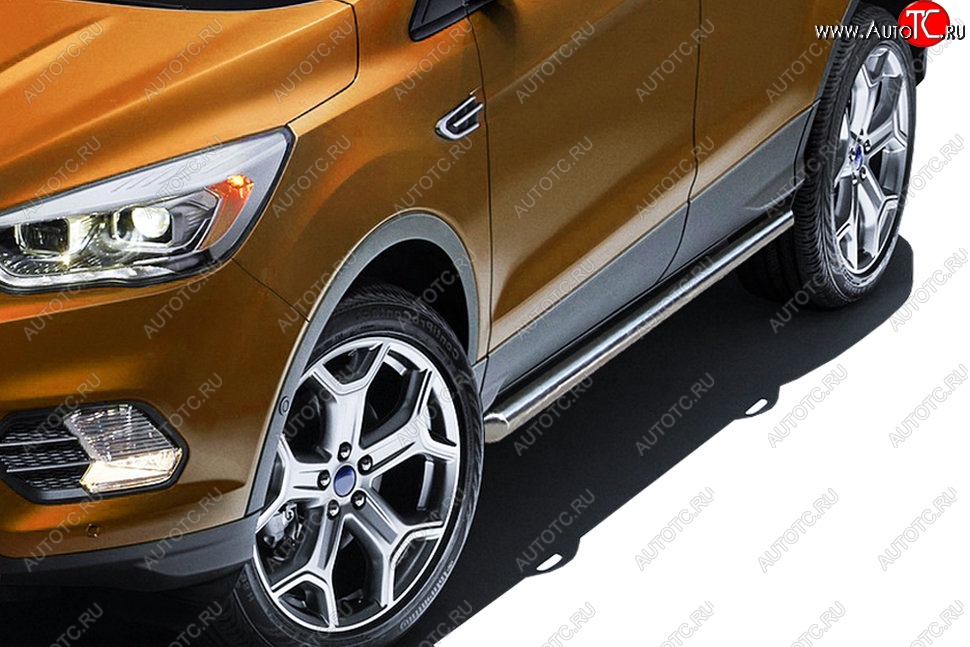 15 849 р. Защита порогов Slitkoff (d57)  Ford Kuga  2 (2016-2019) рестайлинг (Нержавейка, Полированная)  с доставкой в г. Воронеж