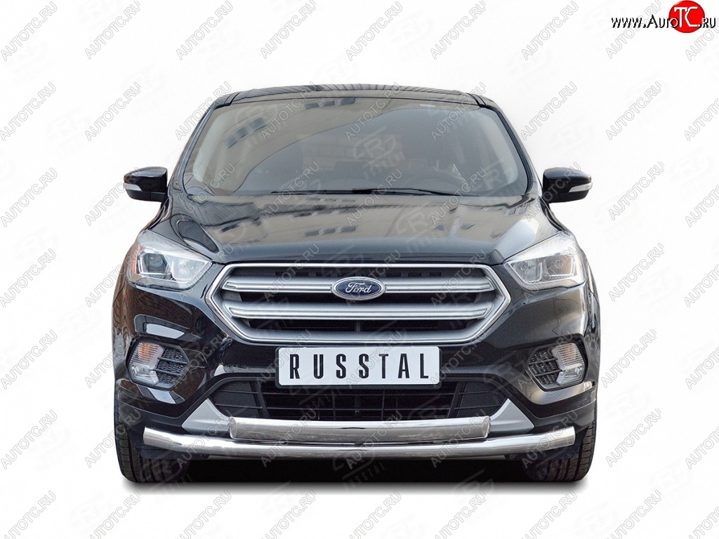 13 699 р. Защита переднего бампера (2 трубыØ63 и 75х42 мм, нержавейка) Russtal Ford Kuga 2 рестайлинг (2016-2019)  с доставкой в г. Воронеж