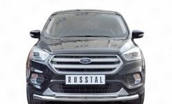 Защита переднего бампера (2 трубыØ63 и 42 мм, нержавейка) SLITKOFF Ford Kuga 2 рестайлинг (2016-2019)