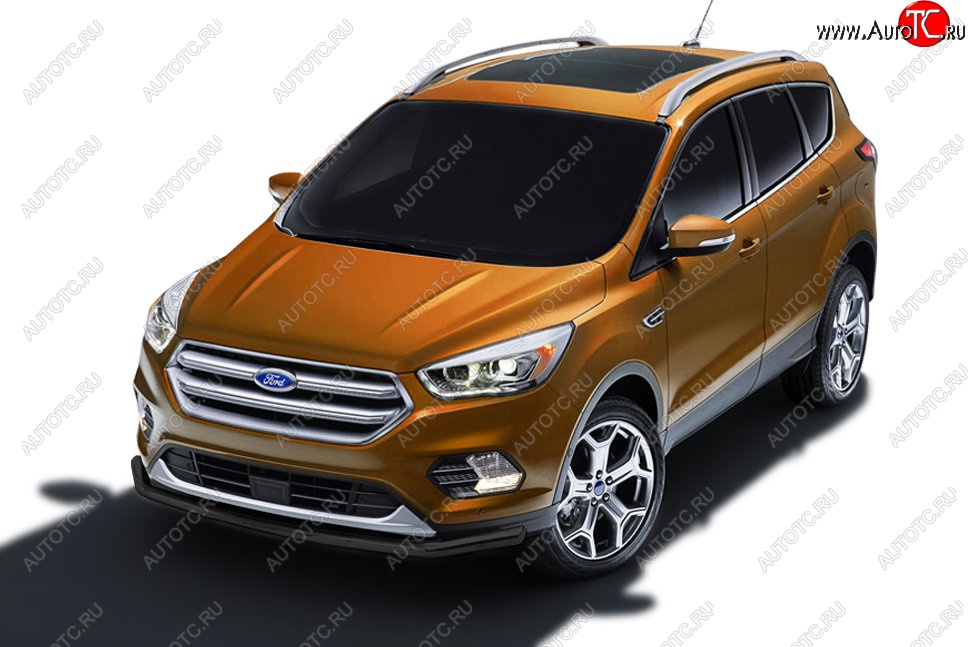 6 899 р. Защита заднего бампера Slitkoff (d57)  Ford Kuga  2 (2016-2019) рестайлинг (Сталь с полимерным покрытием. Цвет: чёрный)  с доставкой в г. Воронеж