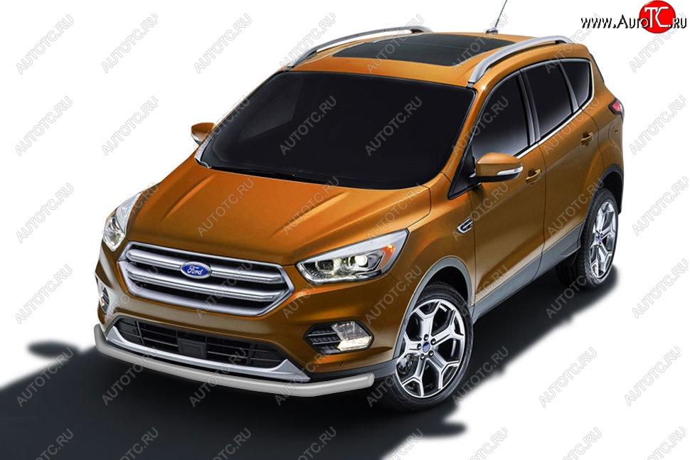 6 899 р. Защита заднего бампера Slitkoff (d57)  Ford Kuga  2 (2016-2019) рестайлинг (Сталь с полимерным покрытием. Цвет: серебристый)  с доставкой в г. Воронеж