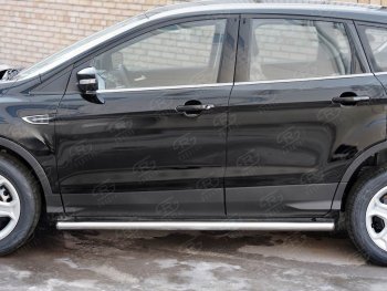 19 999 р. Защита порогов из круглой трубы диаметром 63 мм SLITKOFF v3  Ford Kuga  2 (2016-2019) рестайлинг  с доставкой в г. Воронеж. Увеличить фотографию 2