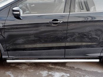 19 999 р. Защита порогов из круглой трубы диаметром 63 мм SLITKOFF v3  Ford Kuga  2 (2016-2019) рестайлинг  с доставкой в г. Воронеж. Увеличить фотографию 3