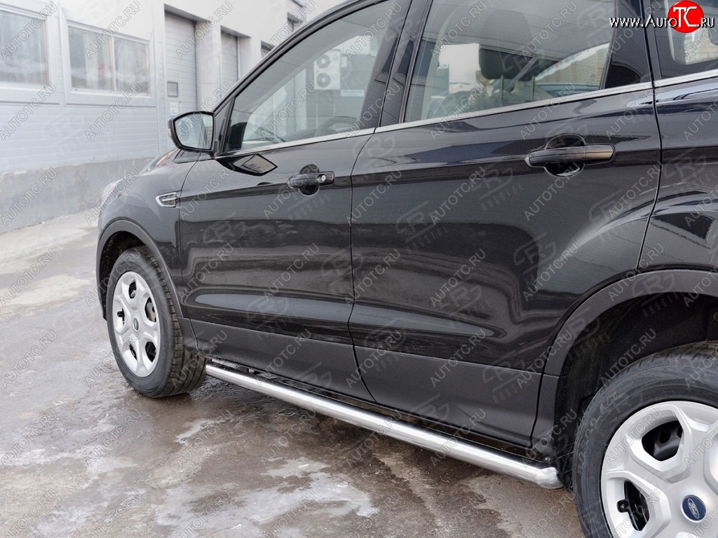 19 999 р. Защита порогов из круглой трубы диаметром 63 мм SLITKOFF v3  Ford Kuga  2 (2016-2019) рестайлинг  с доставкой в г. Воронеж