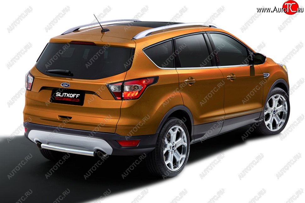 6 499 р. Защита заднего бампера Slitkoff (d57, короткая)  Ford Kuga  2 (2016-2019) рестайлинг (Нержавейка, Без окраски)  с доставкой в г. Воронеж