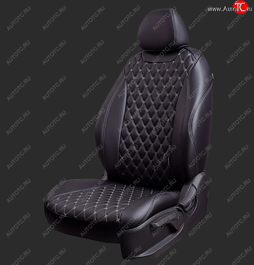 13 949 р. Чехлы для сидений Lord Autofashion Байрон (экокожа) Ford Kuga 2 рестайлинг (2016-2019) (Черный, вставка черная, строчка серая)  с доставкой в г. Воронеж