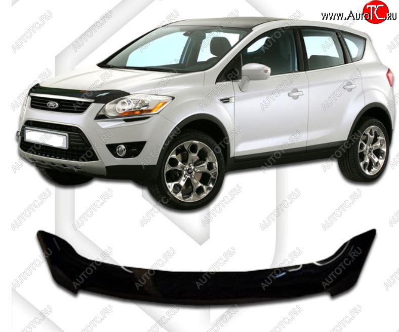 2 199 р. Дефлектор капота CA-Plastic Ford Kuga 1 (2008-2013) (серия Classic черный, Без надписи)  с доставкой в г. Воронеж