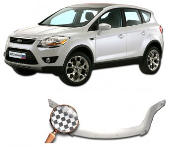 2 479 р. Дефлектор капота CA-Plastiс  Ford Kuga  1 (2008-2013) (серия Шелкография белая)  с доставкой в г. Воронеж. Увеличить фотографию 2