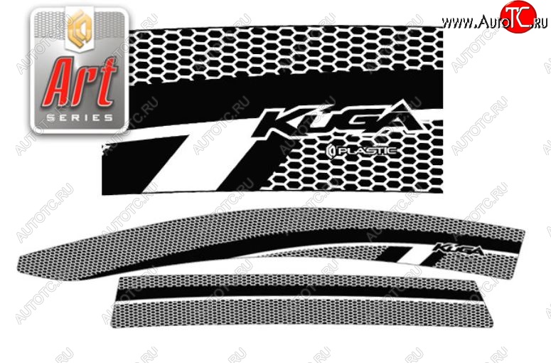 2 299 р. Дефлектора окон CA-Plastic  Ford Kuga  1 (2008-2013) (Серия Art белая, Без хром.молдинга)  с доставкой в г. Воронеж