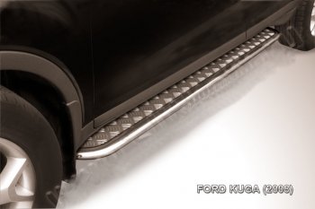 Защита порогов Slitkoff (d42, с листом) Ford Kuga 1 (2008-2013)