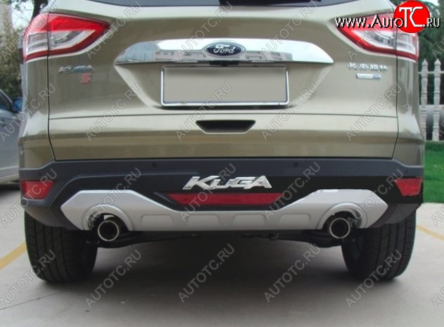 6 949 р. Накладка на задний бампер CT Ford Kuga 2 дорестайлинг (2013-2016) (Неокрашенная)  с доставкой в г. Воронеж