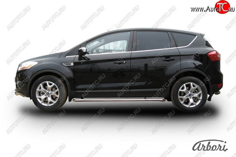 13 319 р. Защита штатных порогов Arbori (с гибами, нержавейка, d57 mm). Ford Kuga 1 (2008-2013)  с доставкой в г. Воронеж