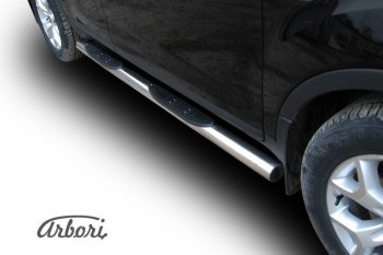 14 579 р. Защита штатных порогов Arbori (с проступью, нержавейка, d76 mm). Ford Kuga 1 (2008-2013)  с доставкой в г. Воронеж. Увеличить фотографию 2