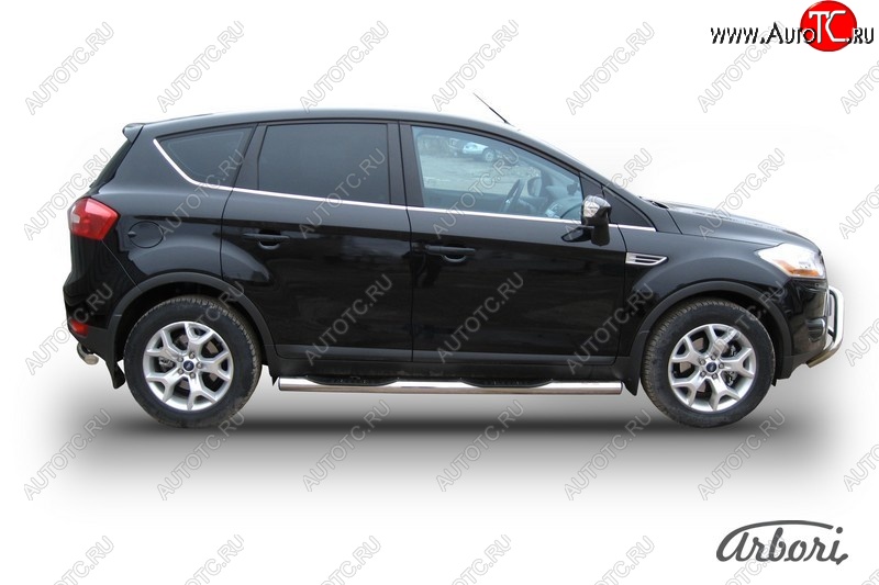 14 579 р. Защита штатных порогов Arbori (с проступью, нержавейка, d76 mm). Ford Kuga 1 (2008-2013)  с доставкой в г. Воронеж