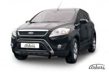 Защита переднего бампера Arbori (низкая с 1 перемычкой, черная, d57 mm) Ford Kuga  1 (2008-2013)