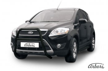 Защита переднего бампера Arbori (высокая с 1 перемычкой, черная, d57 mm) Ford Kuga  1 (2008-2013)